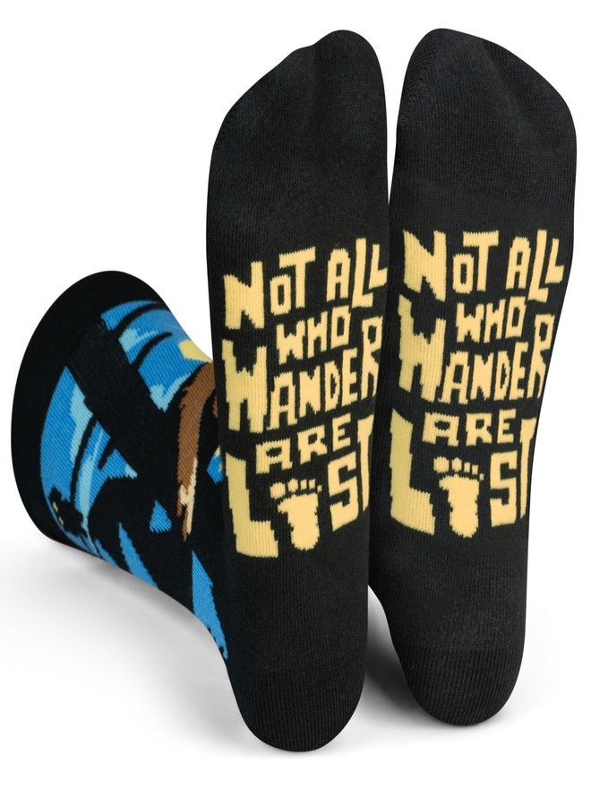 Lavley Not all Who Wander Are Lost Bigfoot Socks - Fun Sasquatch Gift for Outdoorsy Men and Women - One Size - Image 2